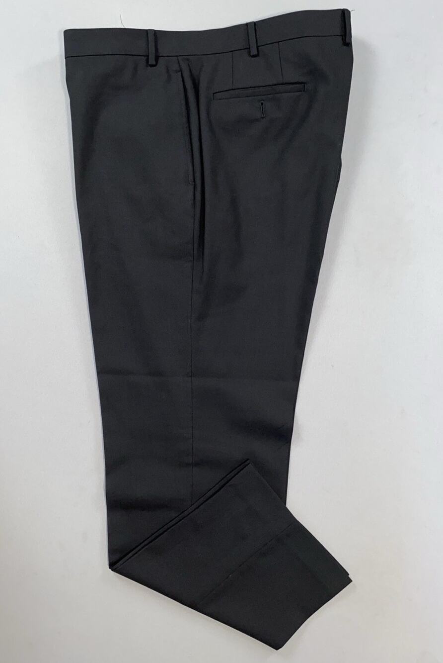 Ralph Lauren Total Comfort Flat Front Wool Dress Pants, Slacks. Black, 42X30.